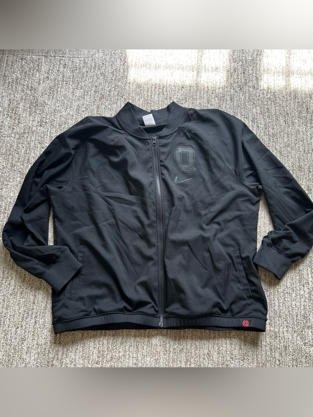 Nike Black Full-Zip Bomber Jacket with Subtle Logo - Ohio State Buckeye
